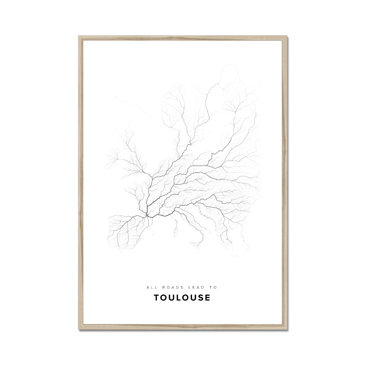 All roads lead to Toulouse (France) Fine Art Map Print