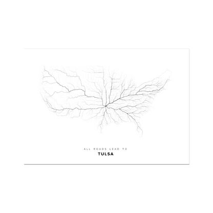All roads lead to Tulsa (United States of America) Fine Art Map Print