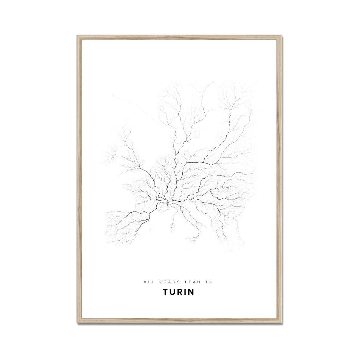 All roads lead to Turin (Italy) Fine Art Map Print