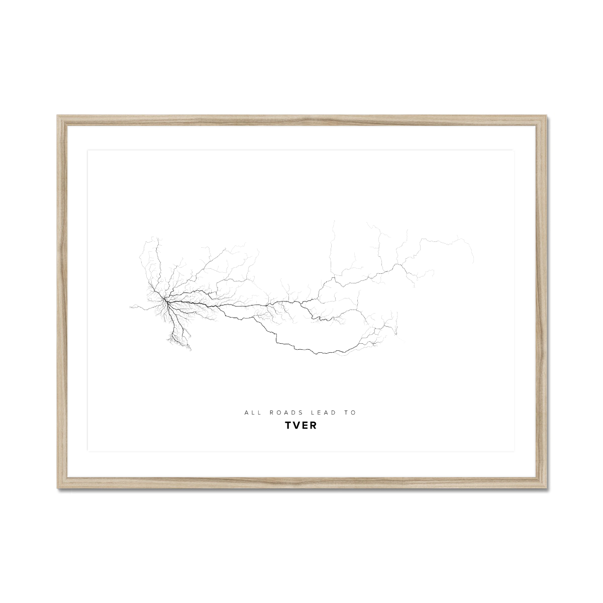 All roads lead to Tver (Russian Federation) Fine Art Map Print
