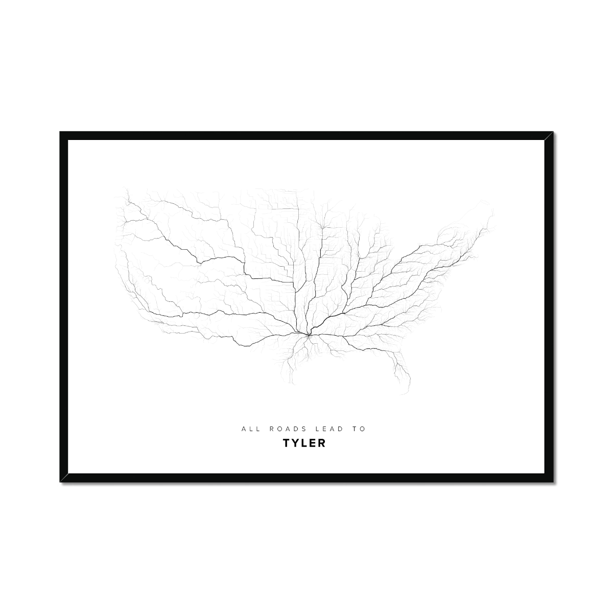All roads lead to Tyler (United States of America) Fine Art Map Print