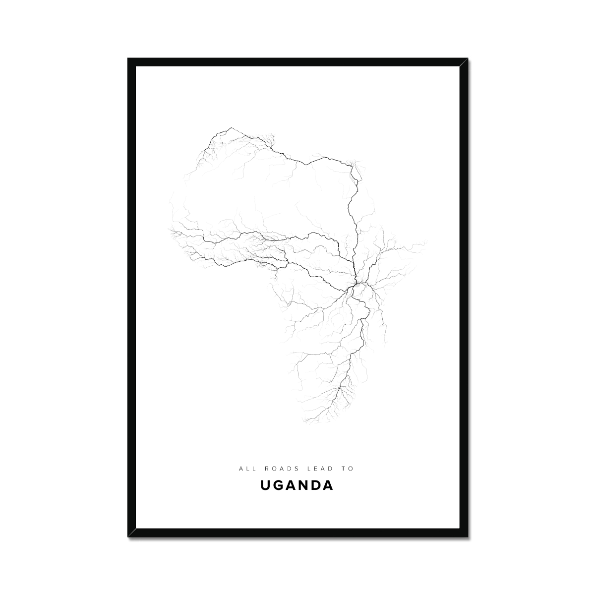 All roads lead to Uganda Fine Art Map Print