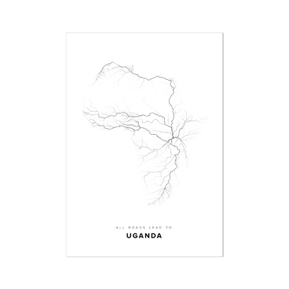 All roads lead to Uganda Fine Art Map Print