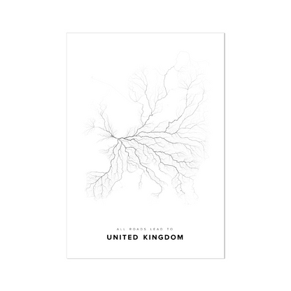 All roads lead to United Kingdom Fine Art Map Print