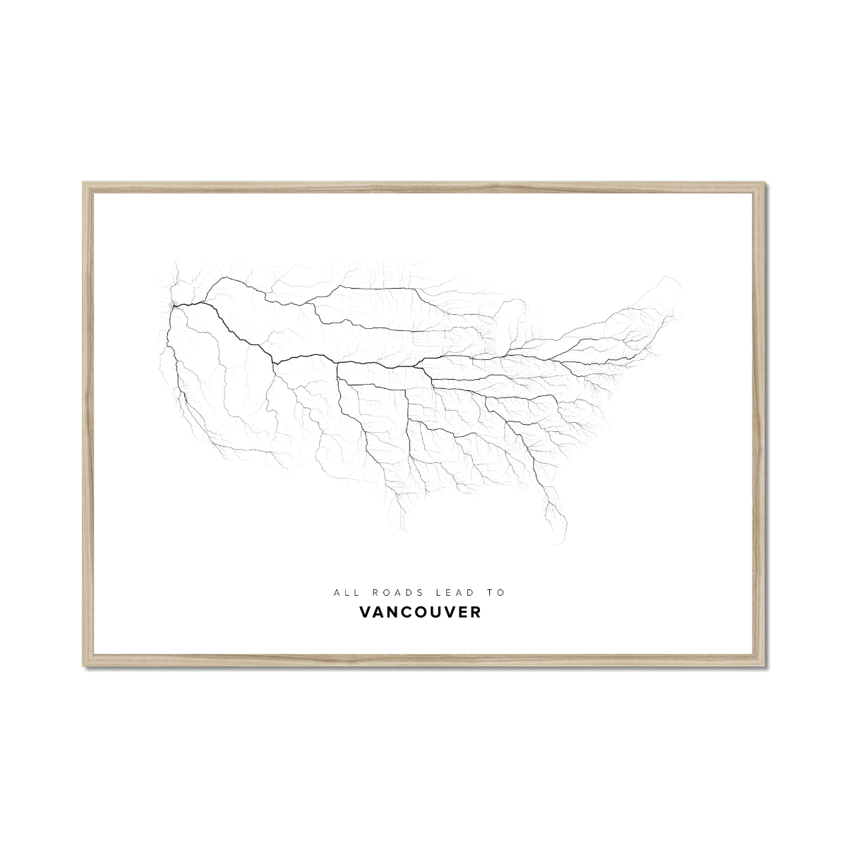 All roads lead to Vancouver (United States of America) Fine Art Map Print