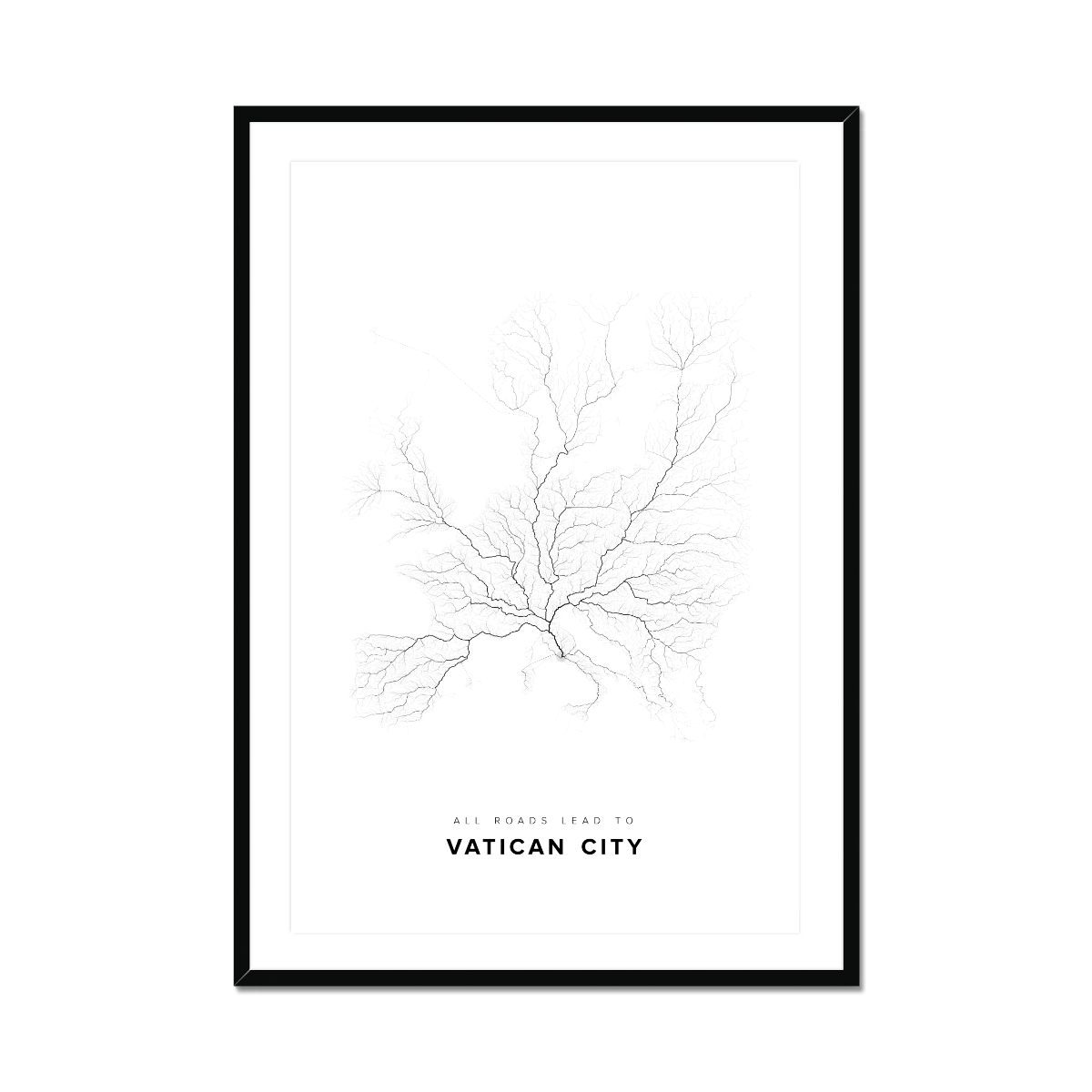 All roads lead to Vatican City (Holy See) Fine Art Map Print