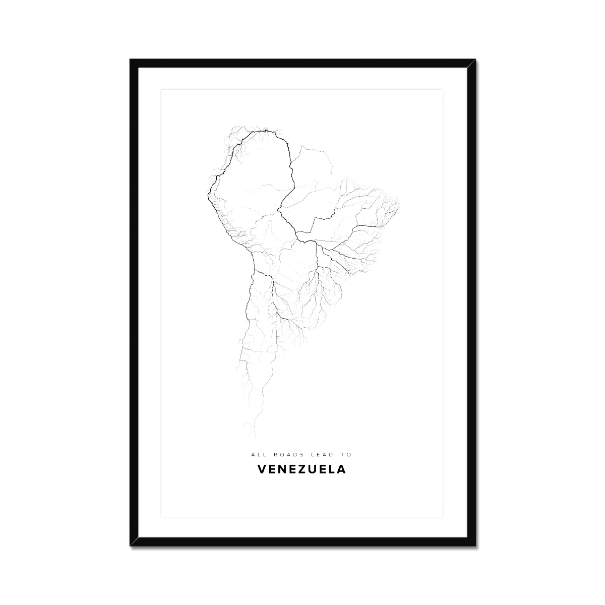 All roads lead to Venezuela Fine Art Map Print