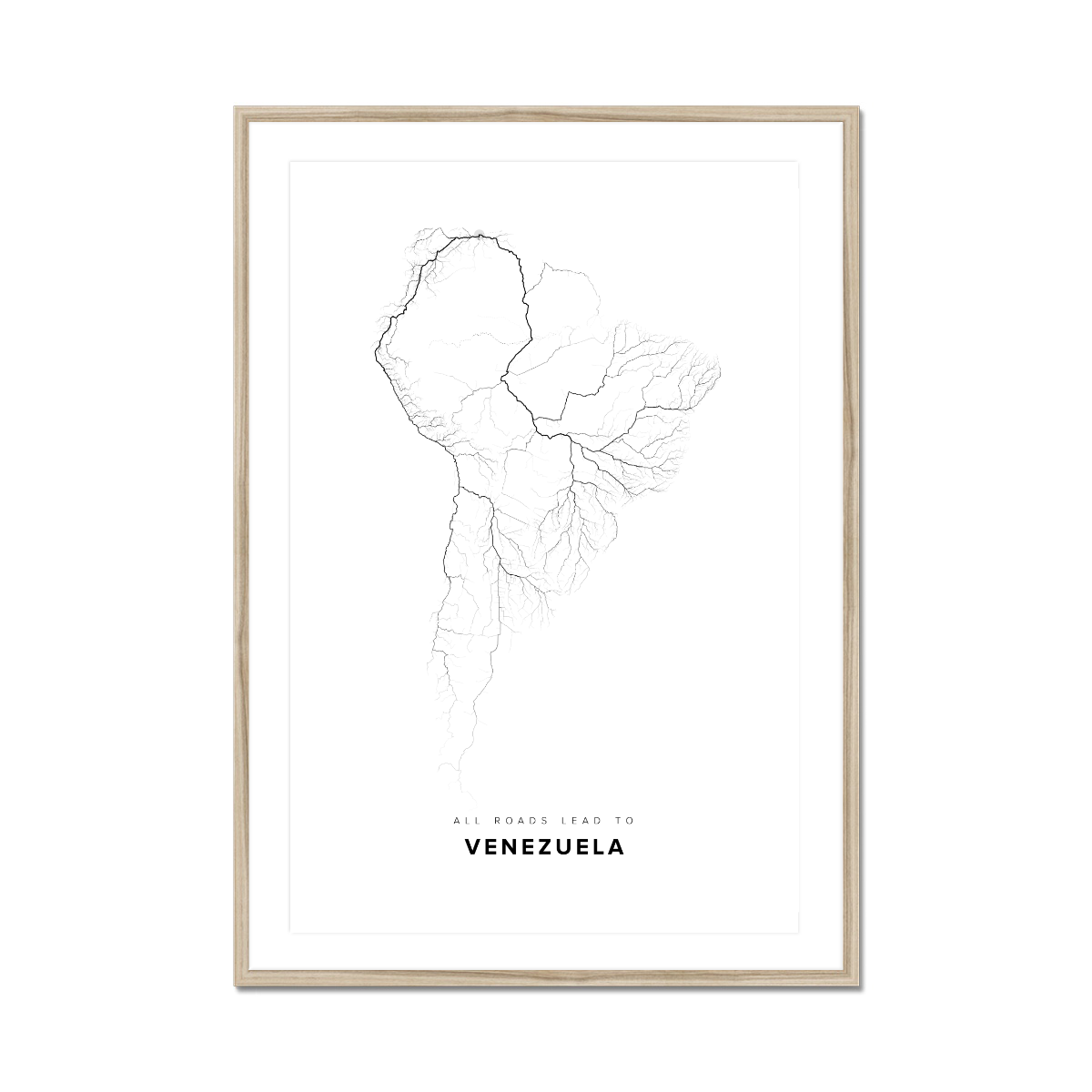 All roads lead to Venezuela Fine Art Map Print