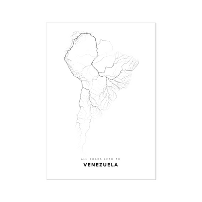 All roads lead to Venezuela Fine Art Map Print