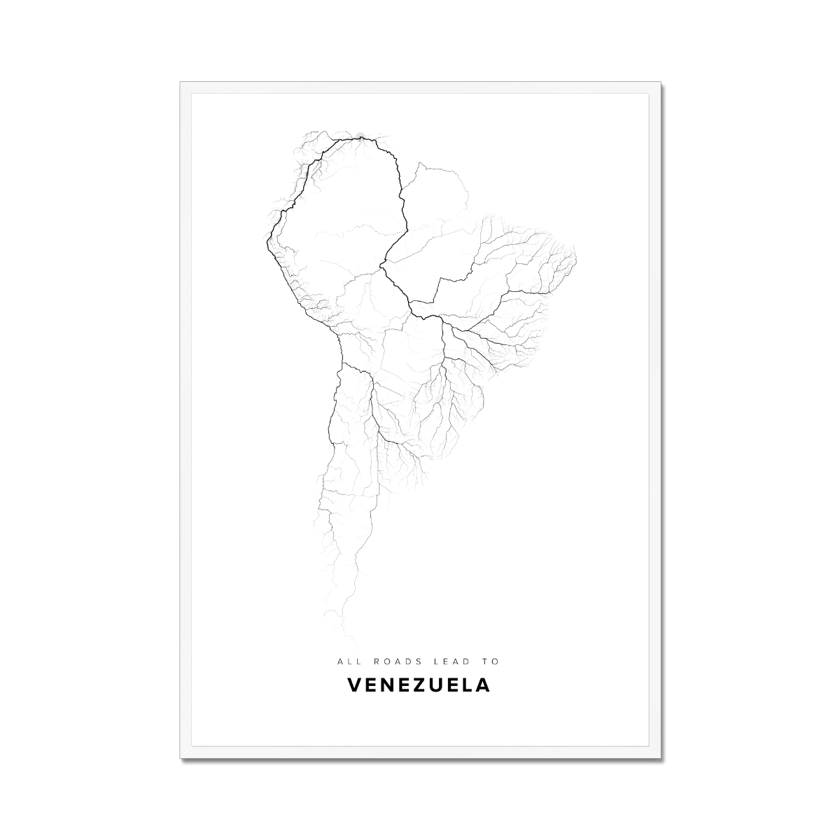 All roads lead to Venezuela Fine Art Map Print