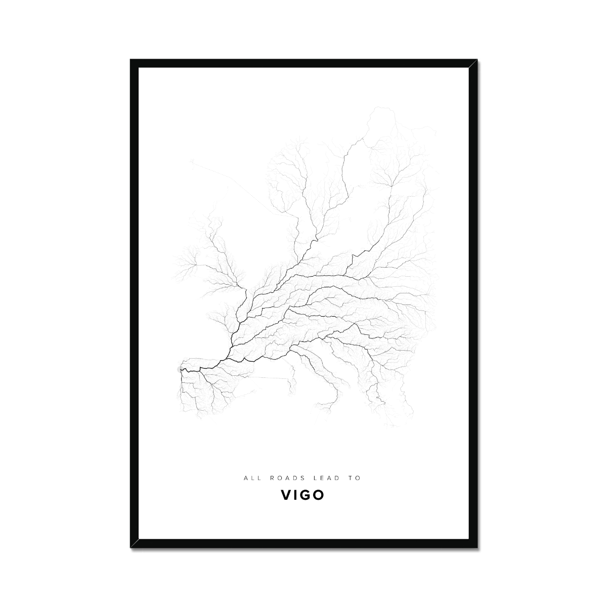 All roads lead to Vigo (Spain) Fine Art Map Print
