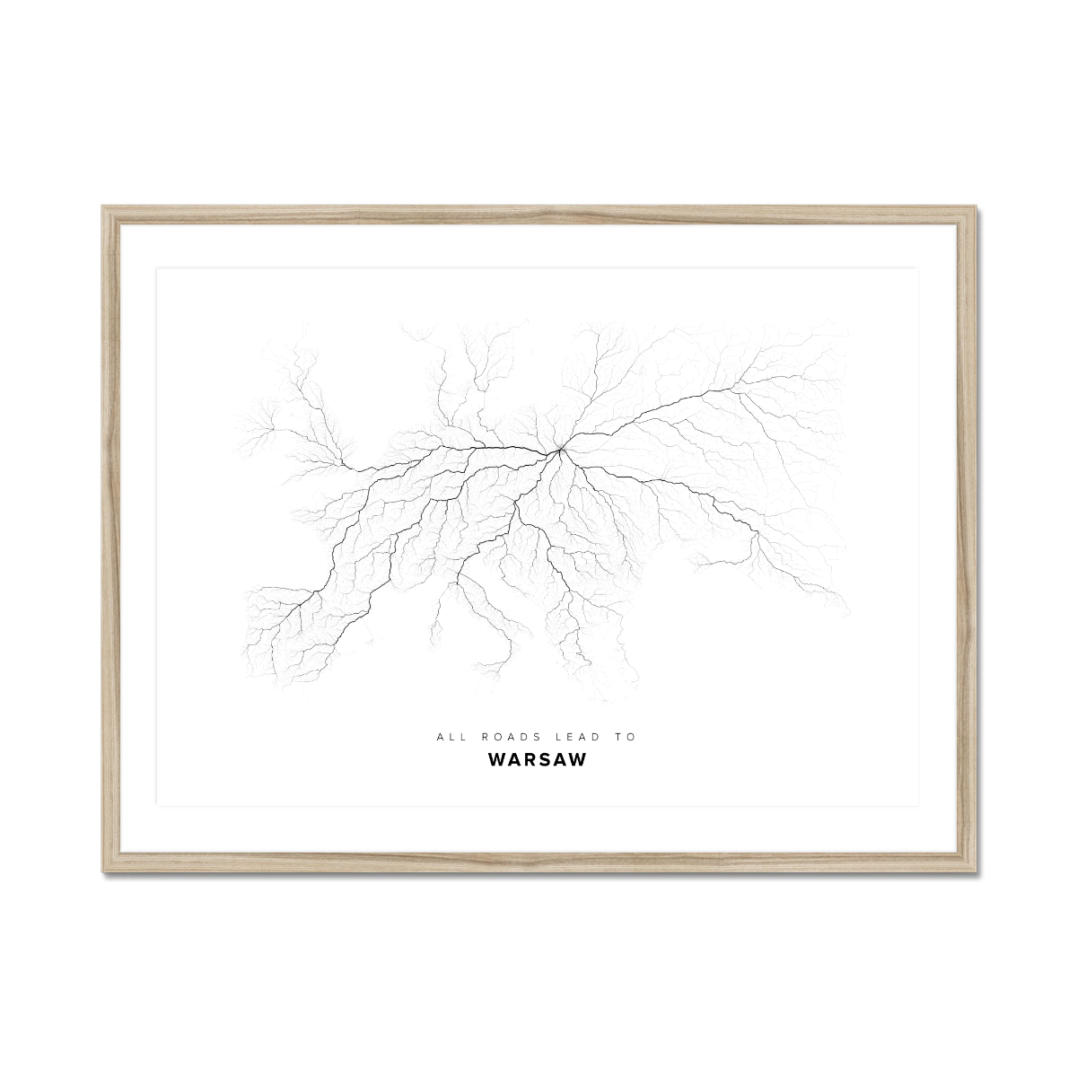 All roads lead to Warsaw (Poland) Fine Art Map Print