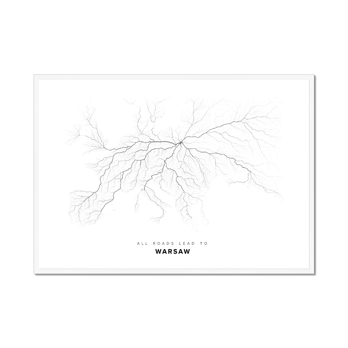 All roads lead to Warsaw (Poland) Fine Art Map Print