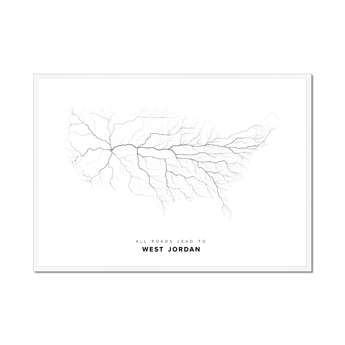 All roads lead to West Jordan (United States of America) Fine Art Map Print