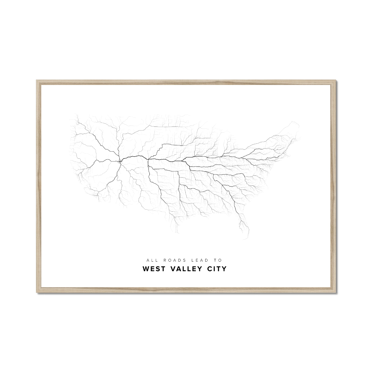 All roads lead to West Valley City (United States of America) Fine Art Map Print