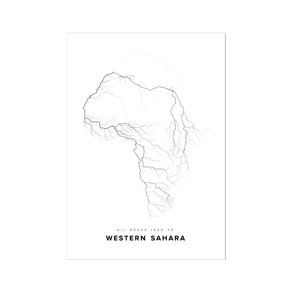 All roads lead to Western Sahara Fine Art Map Print