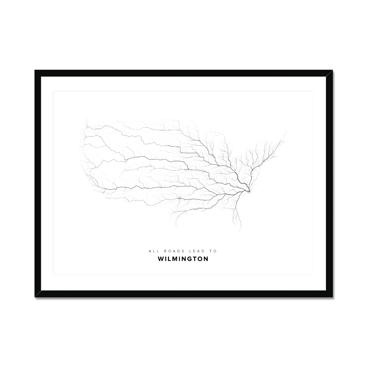All roads lead to Wilmington (United States of America) Fine Art Map Print