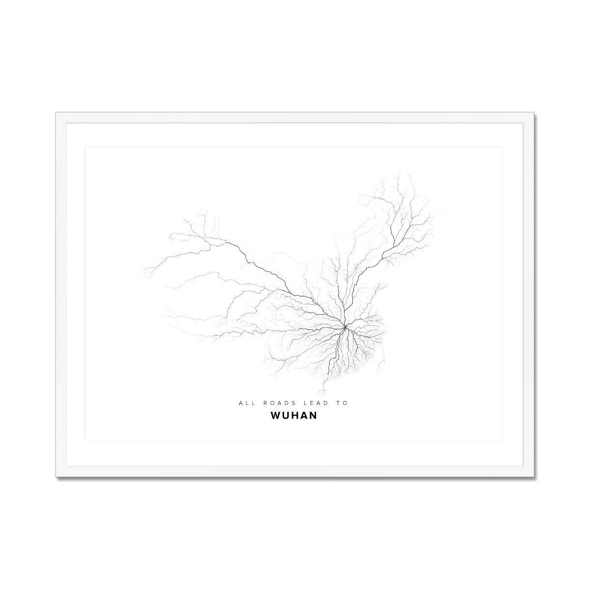 All roads lead to Wuhan (China) Fine Art Map Print