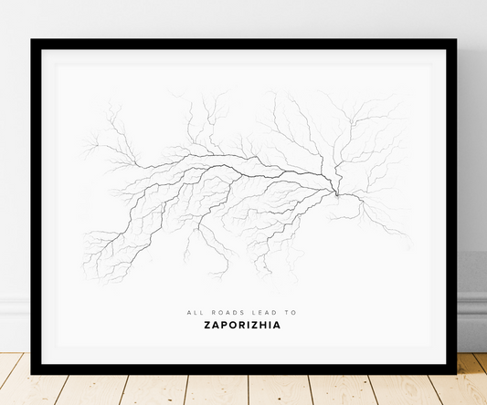 All roads lead to Zaporizhia (Ukraine) Fine Art Map Print