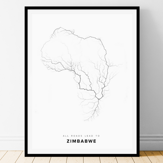 All roads lead to Zimbabwe Fine Art Map Print