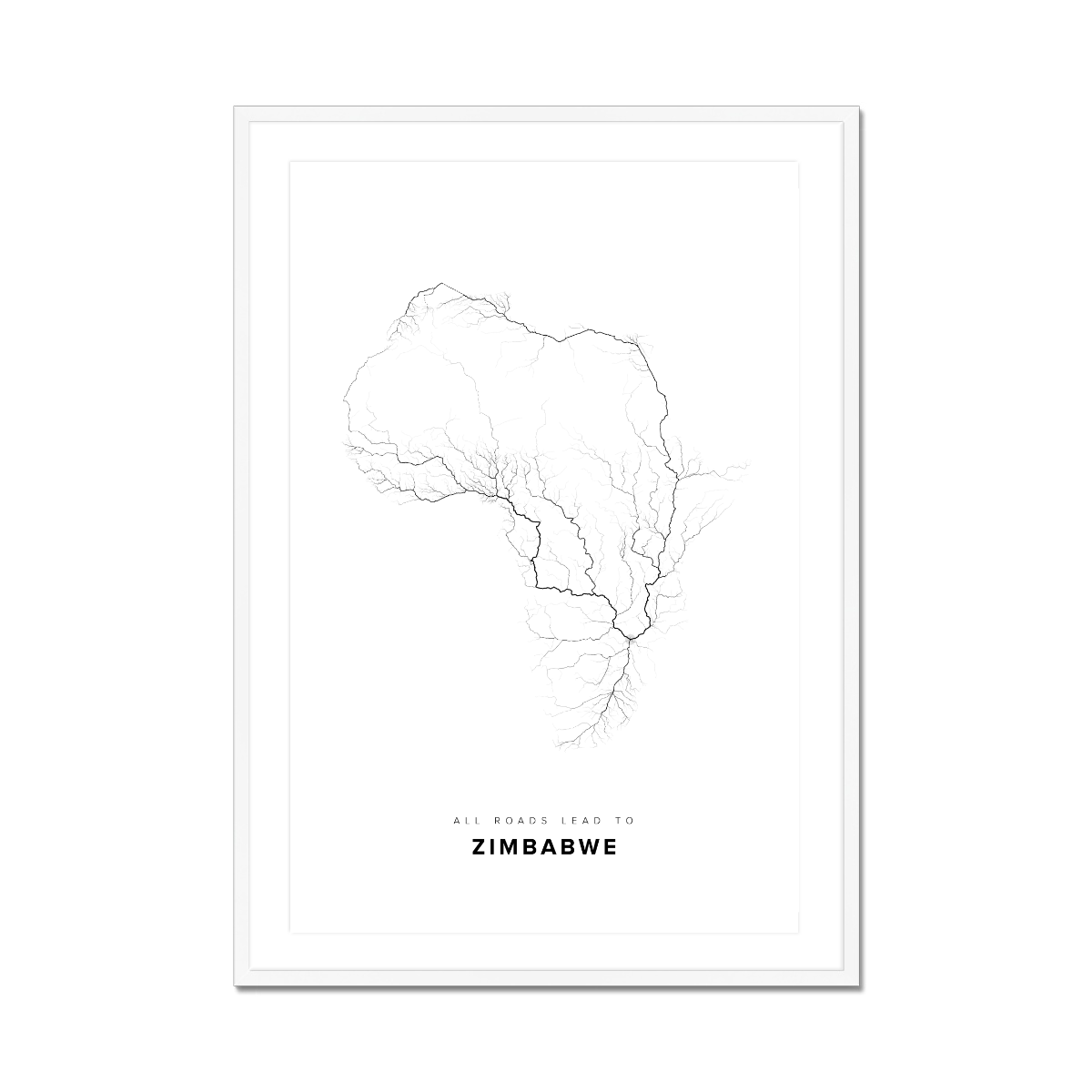 All roads lead to Zimbabwe Fine Art Map Print